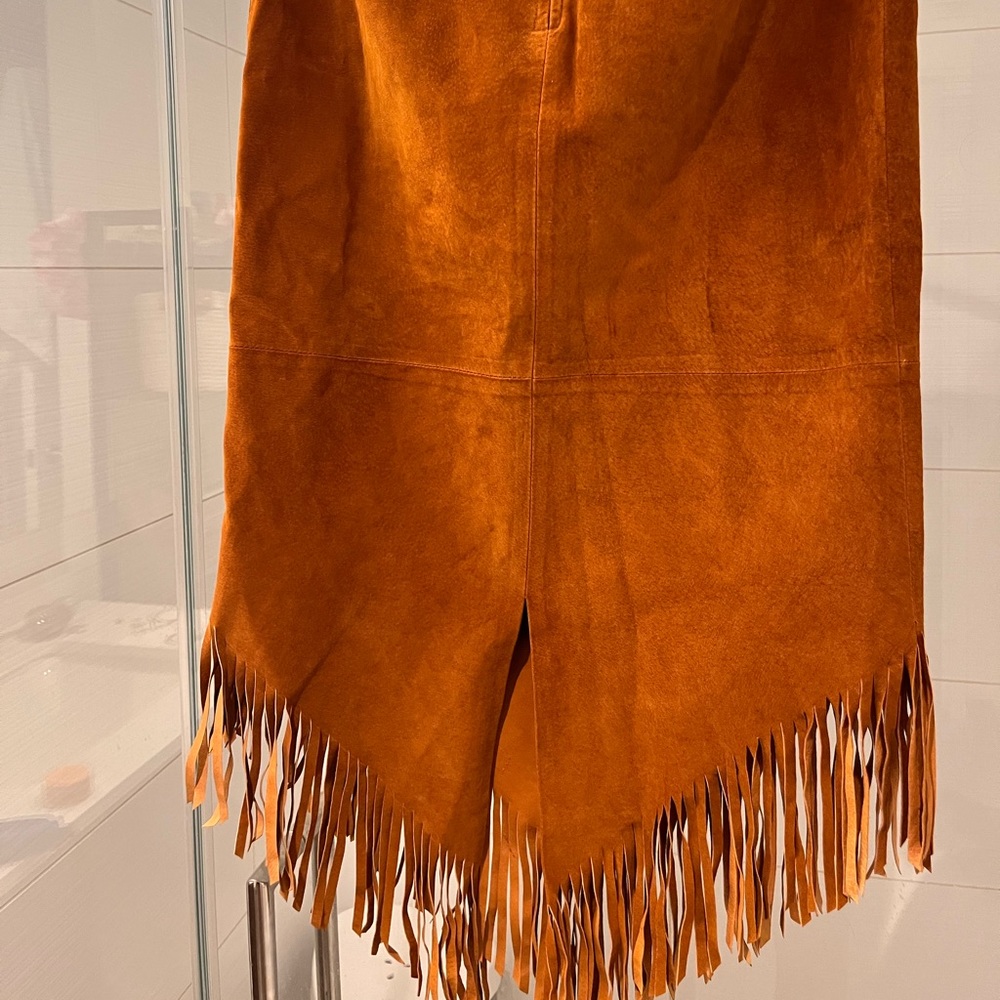 Tasha Polizzi vintage suede fringe midi skirt